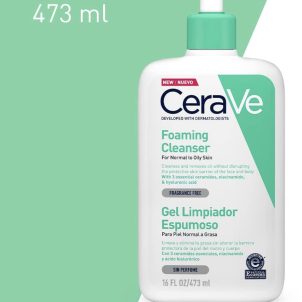 CeraVe Foaming Cleanser | Daily Face Wash for Oily Skin with Hyaluronic Acid, Ceramides, and Niacinamide| Fragrance Free Paraben Free | 16 Floz